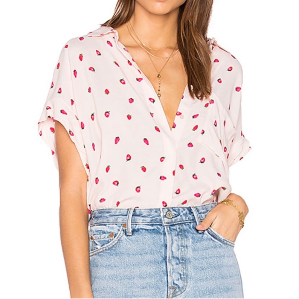 Raíls Strawberry Button Down Blouse